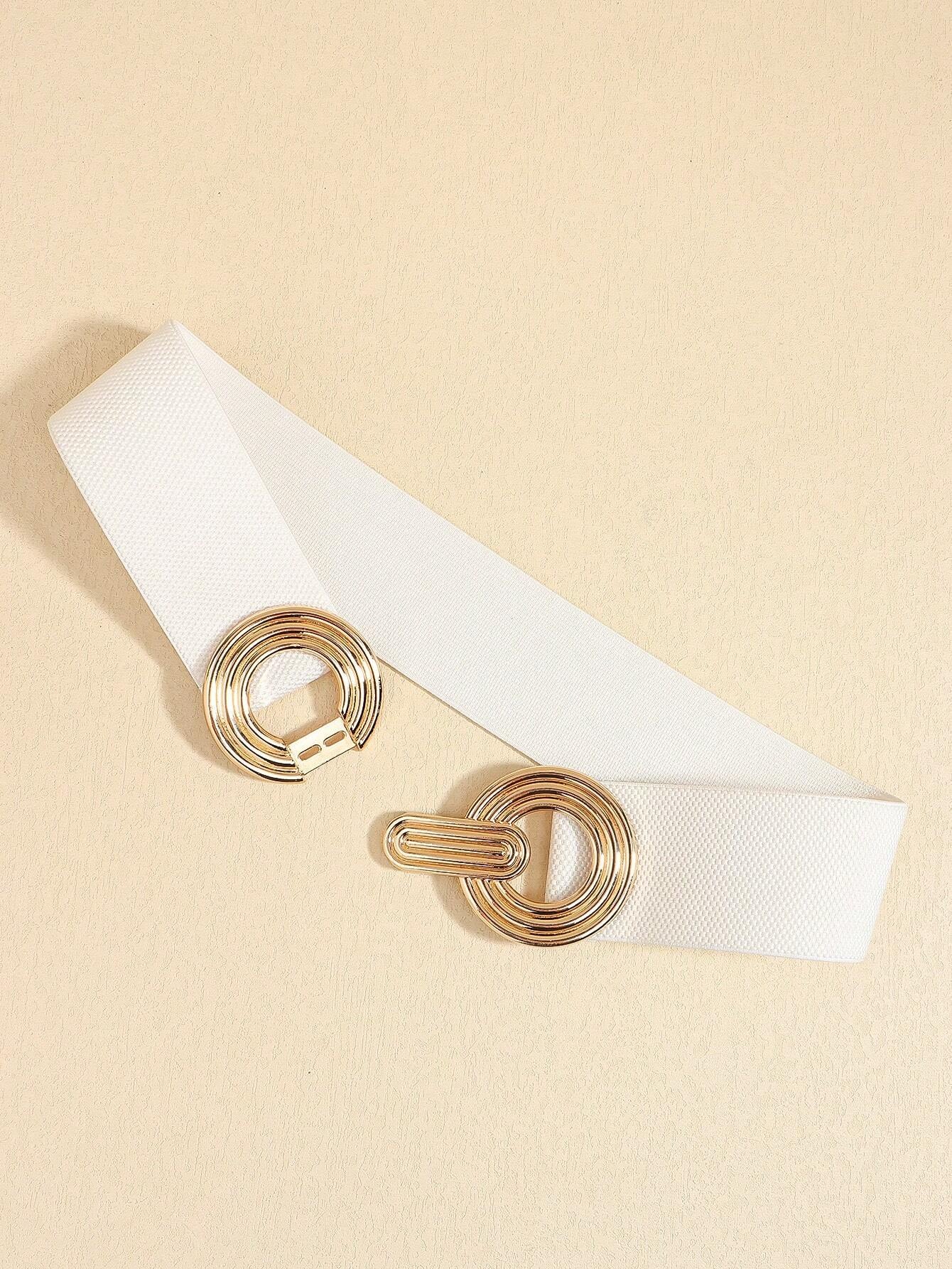 1Pc Fashionable Metal Buckle Elastic Waistband, Decorative Belt for Dress/Shirt