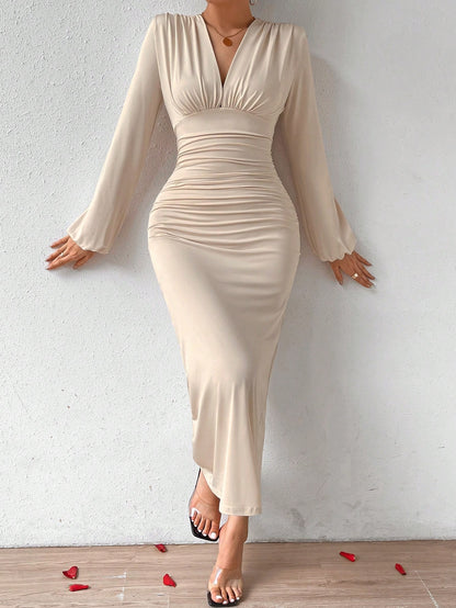Firerie Elegant Women Party V-Neck Leopard Print Ruched Puff Sleeve Dress, Fall Homecoming Dresses Fall Women Dresses Vintage Dress Mexican Dress Puff Sleeve Dress,White Graduation Dress