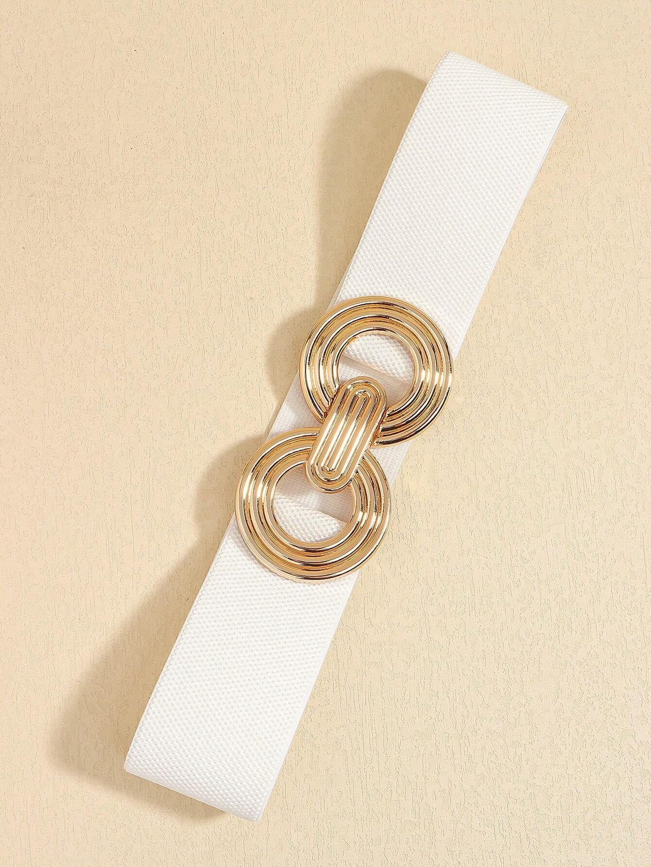 1Pc Fashionable Metal Buckle Elastic Waistband, Decorative Belt for Dress/Shirt