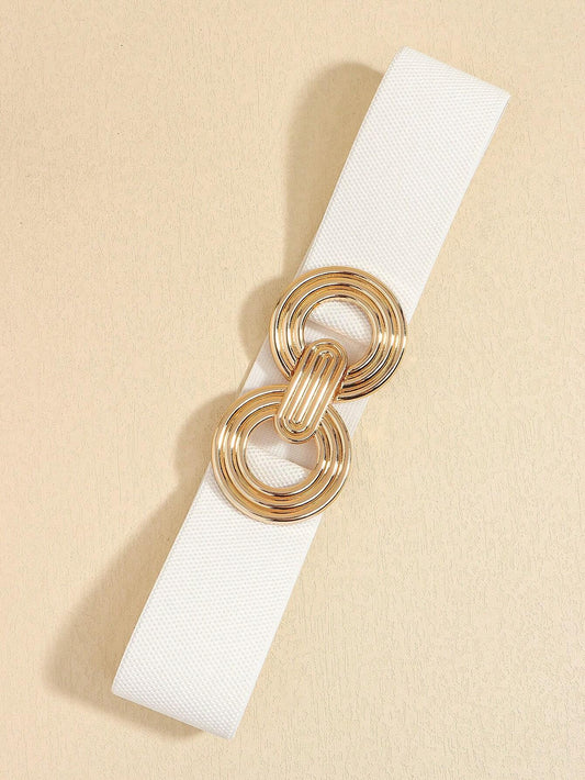 1Pc Fashionable Metal Buckle Elastic Waistband, Decorative Belt for Dress/Shirt