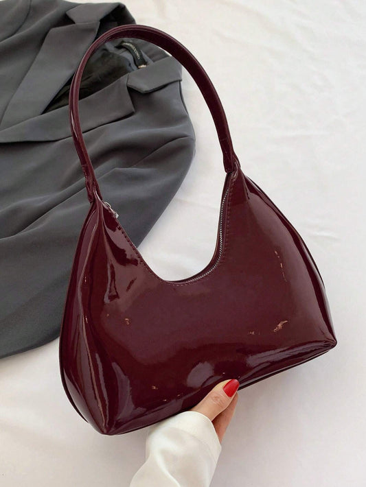 Vintage Minimalist French Style Crescent Underarm Bag, Elegant Versatile Shoulder/Crossbody Baguette Handbag for Women