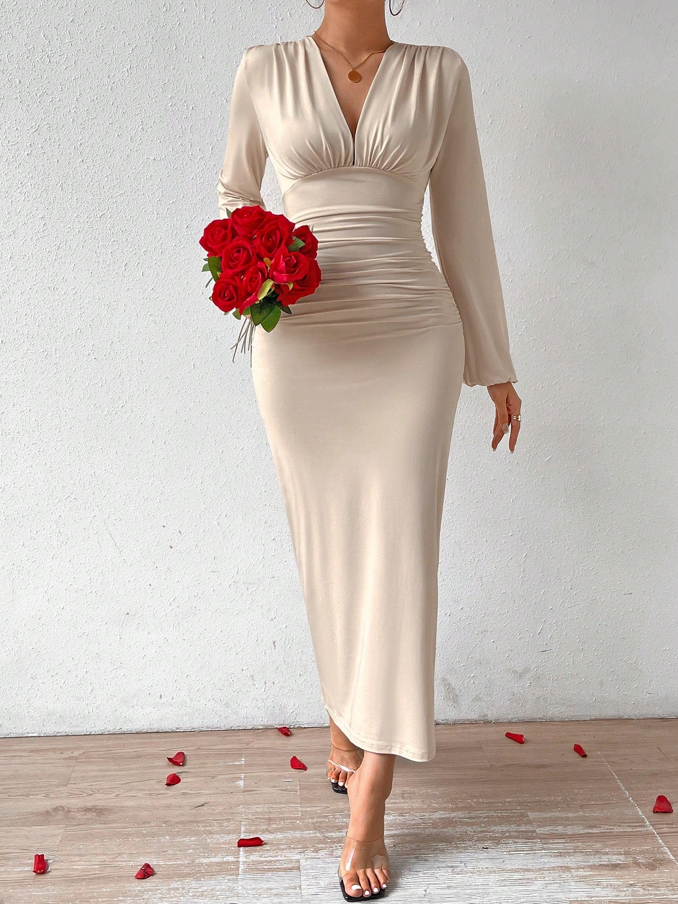 Firerie Elegant Women Party V-Neck Leopard Print Ruched Puff Sleeve Dress, Fall Homecoming Dresses Fall Women Dresses Vintage Dress Mexican Dress Puff Sleeve Dress,White Graduation Dress