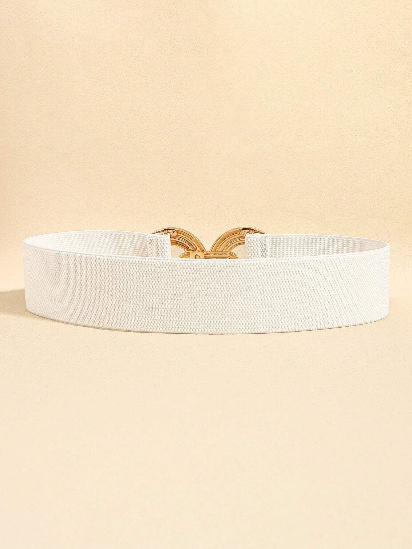 1Pc Fashionable Metal Buckle Elastic Waistband, Decorative Belt for Dress/Shirt