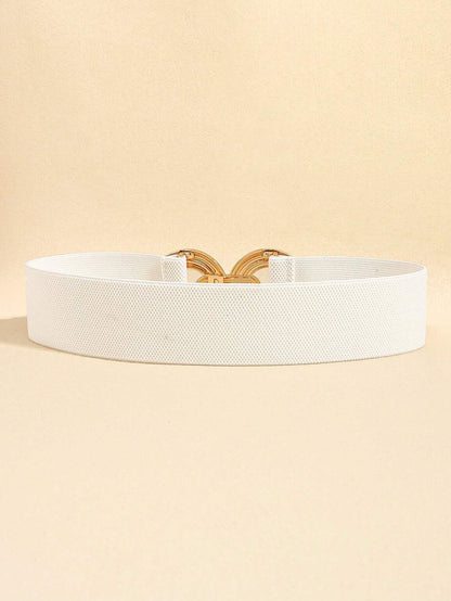 1Pc Fashionable Metal Buckle Elastic Waistband, Decorative Belt for Dress/Shirt