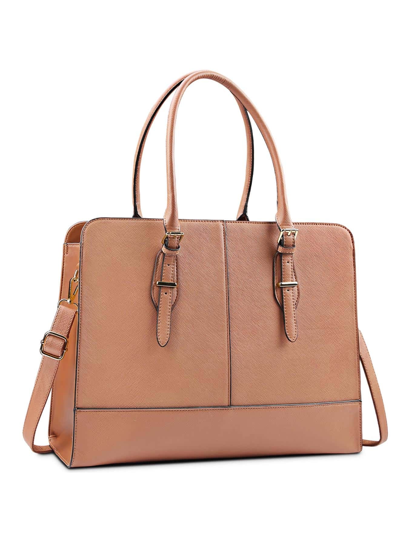 Laptop Bag for Women Leather Work 15.6 Inch Laptop for Computer Bag Waterproof Business Office Professional Large Capacity Handbag Shoulder Bag