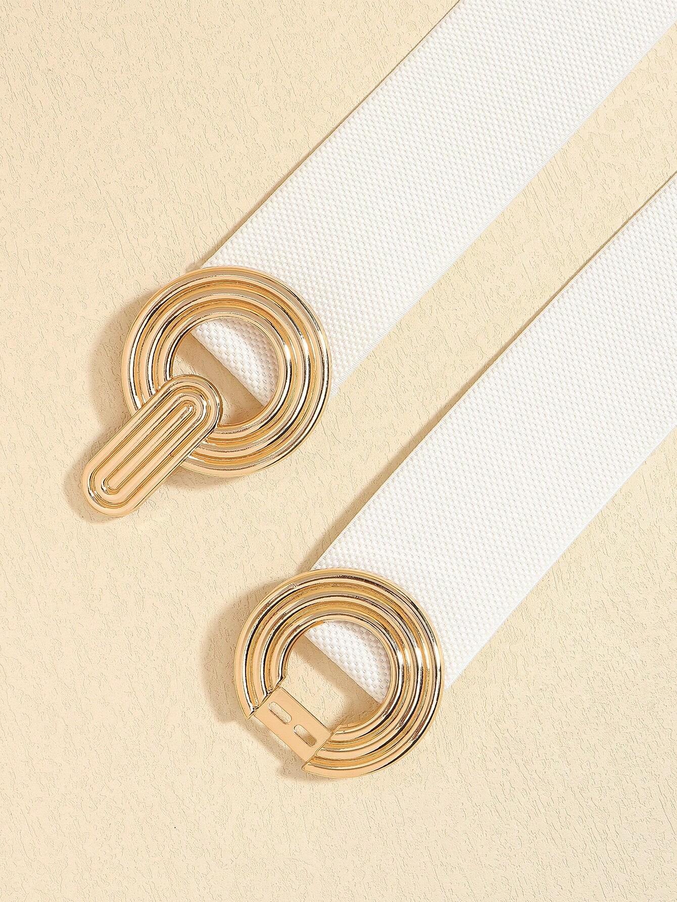 1Pc Fashionable Metal Buckle Elastic Waistband, Decorative Belt for Dress/Shirt