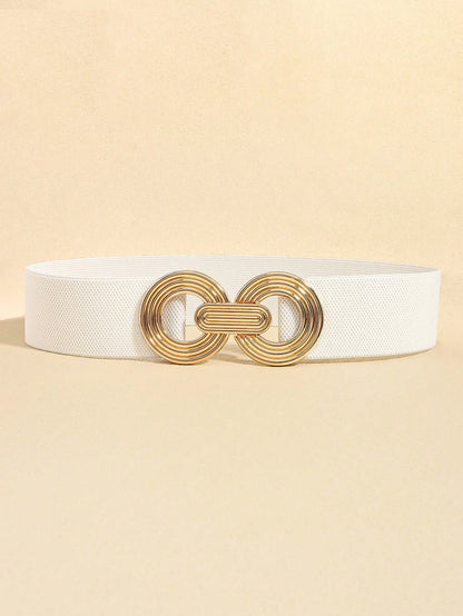 1Pc Fashionable Metal Buckle Elastic Waistband, Decorative Belt for Dress/Shirt