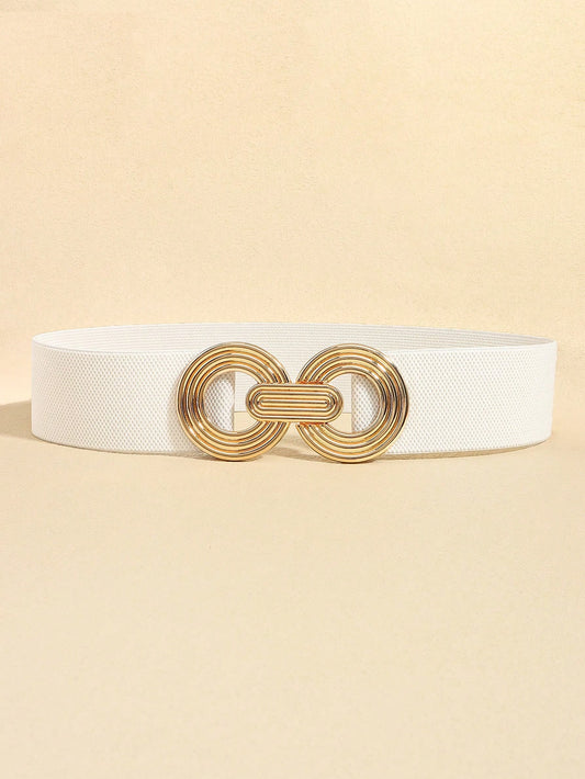 1Pc Fashionable Metal Buckle Elastic Waistband, Decorative Belt for Dress/Shirt
